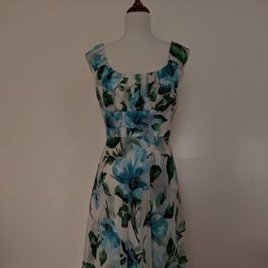 Vintage DonnaRicco Silk White/Blue Floral Dress 4